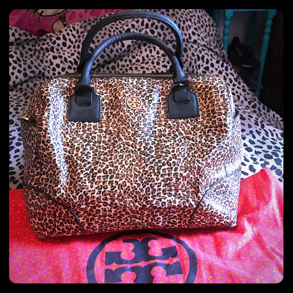 Tory Burch Leopard Print Bag with Black Accents
